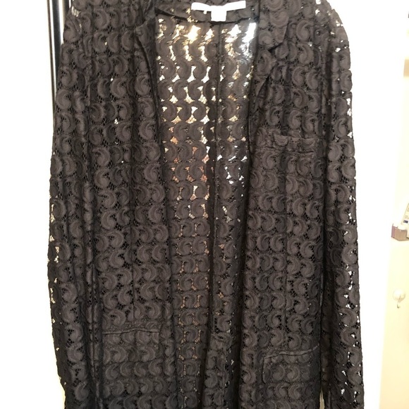Diane Von Furstenberg DVF size 14 black classic lace jacket / blazer lined NWOT - Picture 7 of 14